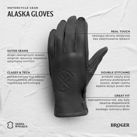 Rękawice skórzane Broger Alaska vintage brown