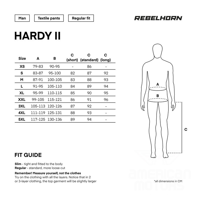 SPODNIE TEKSTYLNE REBELHORN HARDY II BLACK (DŁUGA NOGAWKA)