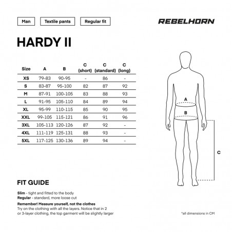 SPODNIE TEKSTYLNE REBELHORN HARDY II BLACK (KRÓTKA NOGAWKA)