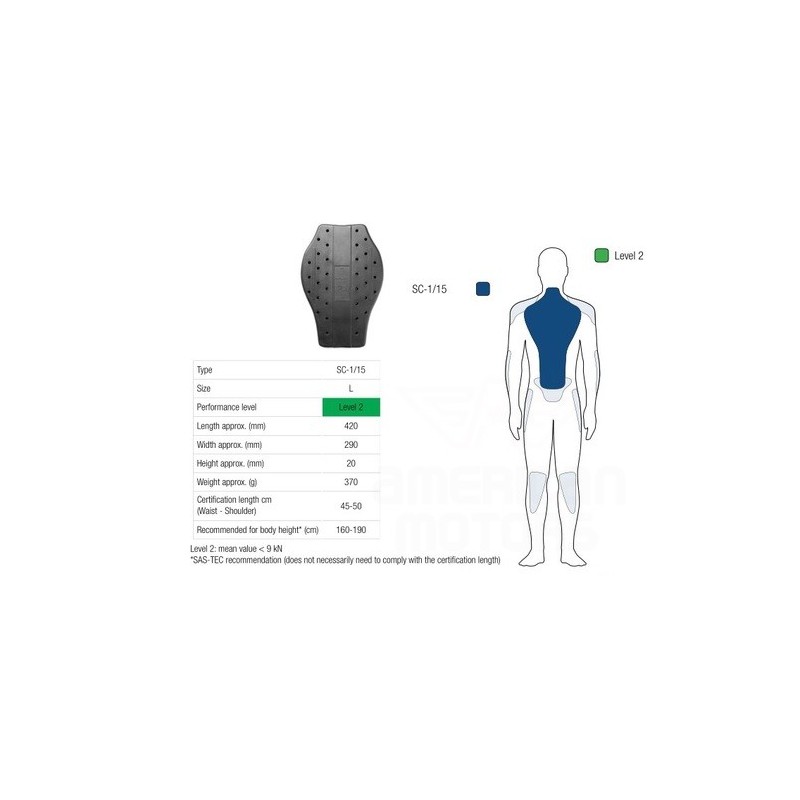 OCHRANIACZ PLECÓW SAS-TEC LEVEL 2 BLACK L (1 SZT. )