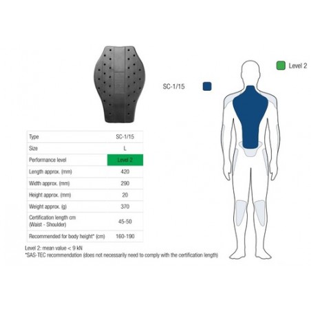 OCHRANIACZ PLECÓW SAS-TEC LEVEL 2 BLACK L (1 SZT. )