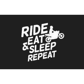 ODZNAKA NA RZEP REBELHORN RIDE, EAT, SLEEP, REPEAT BLACK 50X80MM