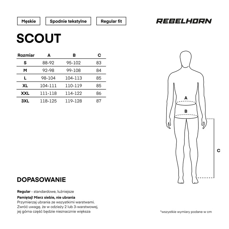 SPODNIE TEKSTYLNE REBELHORN SCOUT BLACK