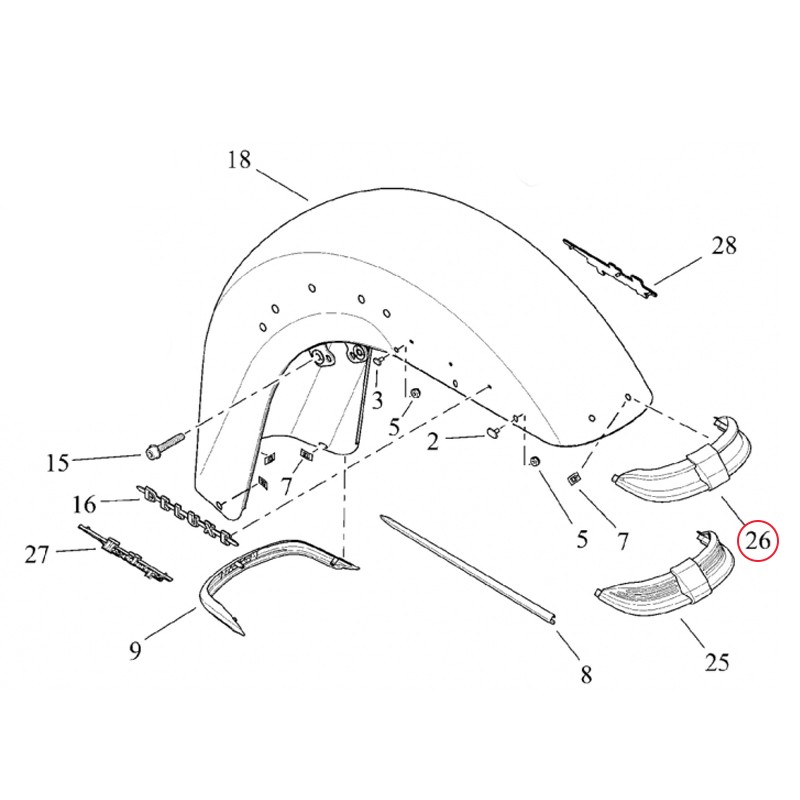 Harley-Davidson okucie błotnika przedniego OEM 59600037