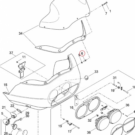 Harley-Davidson Road Glide tuleja szyby OEM 5207