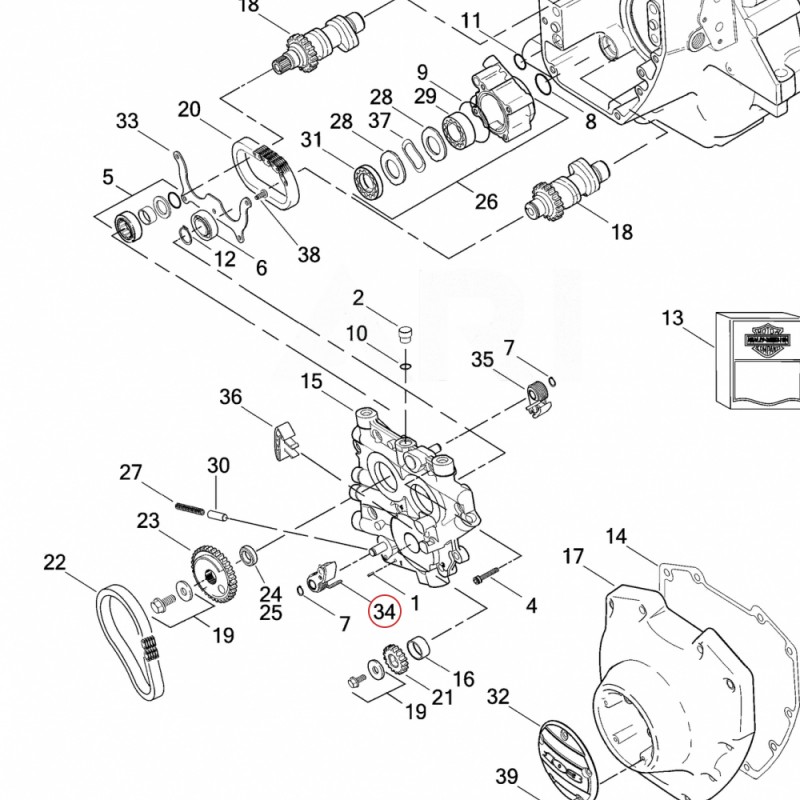 Harley-Davidson napinacz zewnętrzny łańcuszka rozrządu Twin Cam OEM 39954-99A