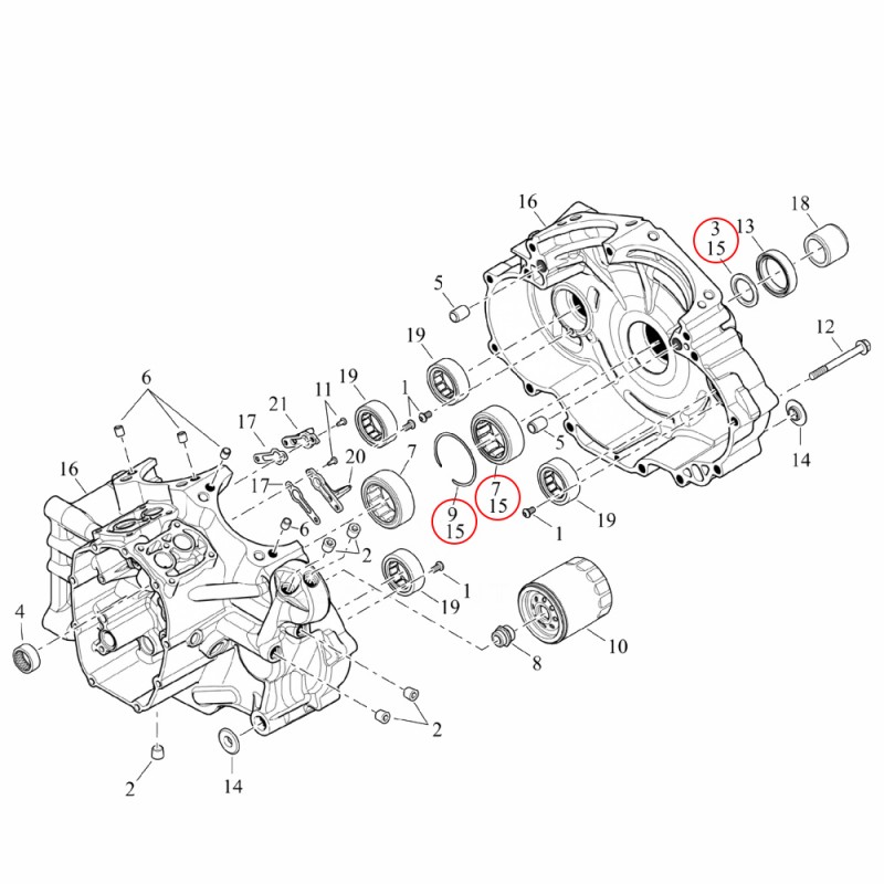 Harley-Davidson M8 zestaw łożysko i bieżnia na wał silnika M8 OEM 24100080