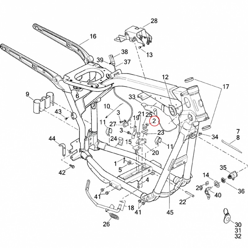 Śruba kosy stopki bocznej Harley-Davidson Dyna Twin Cam OEM 3487