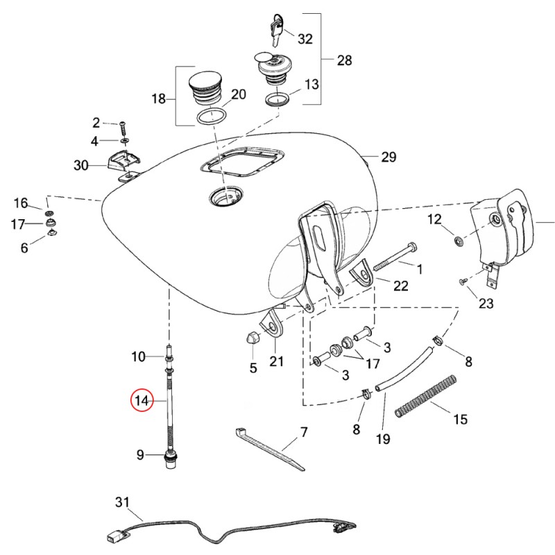 Przewód paliwowy zbiornika Harley-Davidson Softail Twin Cam 62189-08B