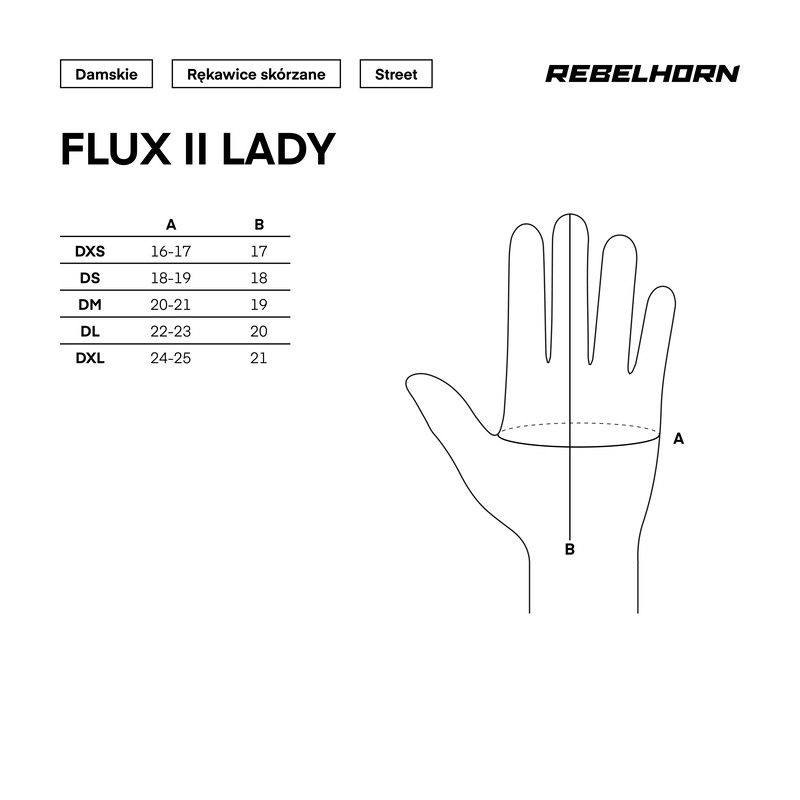 RĘKAWICE SKÓRZANE REBELHORN FLUX II LADY BLACK