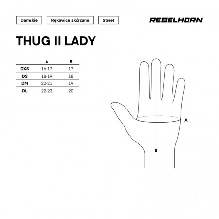 RĘKAWICE SKÓRZANE REBELHORN THUG II LADY PERFOROWANE BLACK