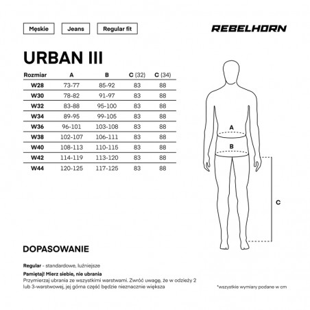 SPODNIE JEANS REBELHORN URBAN III CLASSIC BLUE