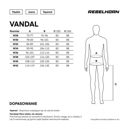 SPODNIE JEANS REBELHORN VANDAL DENIM BLACK