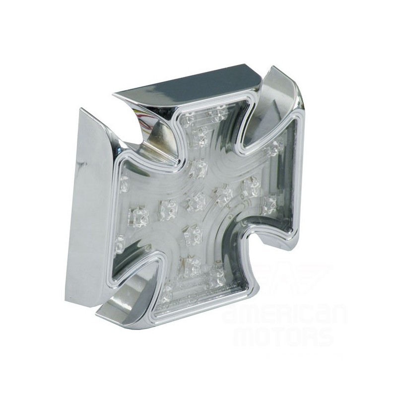 LAMPA TYLNA LED MALTESE CROSS BILLET CHROMOWANA