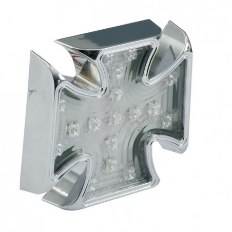 LAMPA TYLNA LED MALTESE CROSS BILLET CHROMOWANA