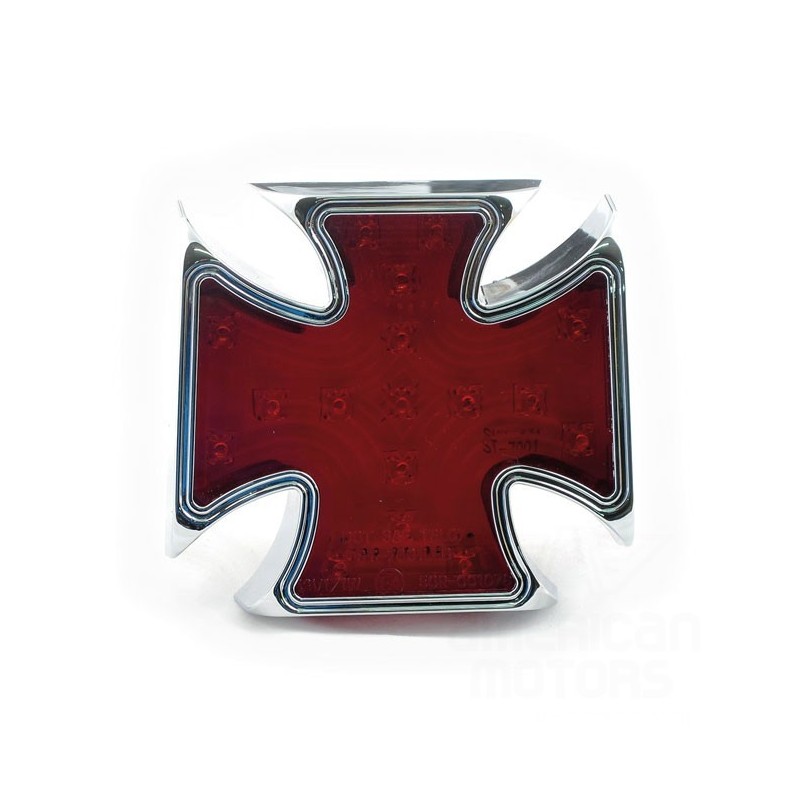 LAMPA TYLNA LED MALTESE CROSS BILLET CHROMOWANA